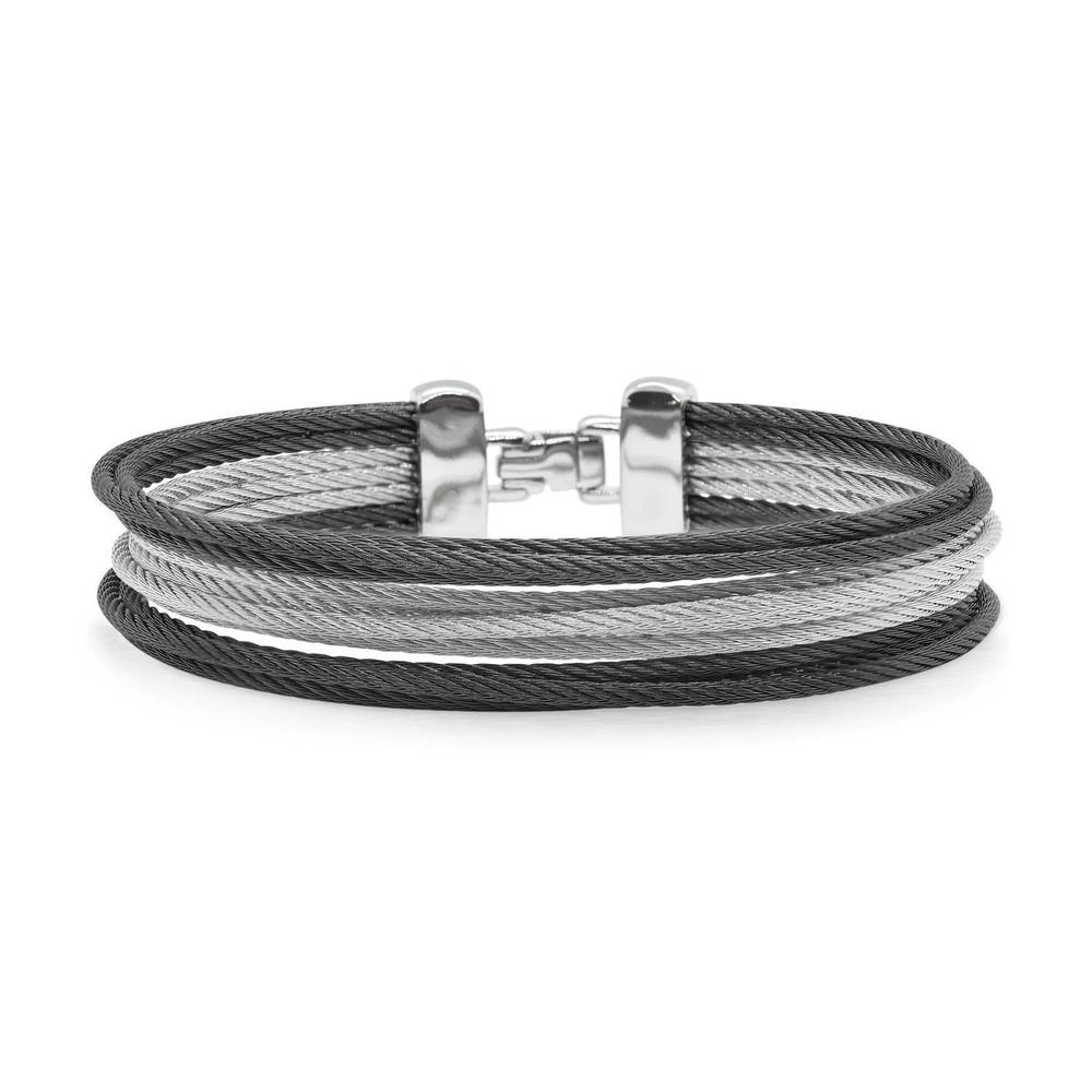 NEW ALOR men's triple stack bracelet in black & grey